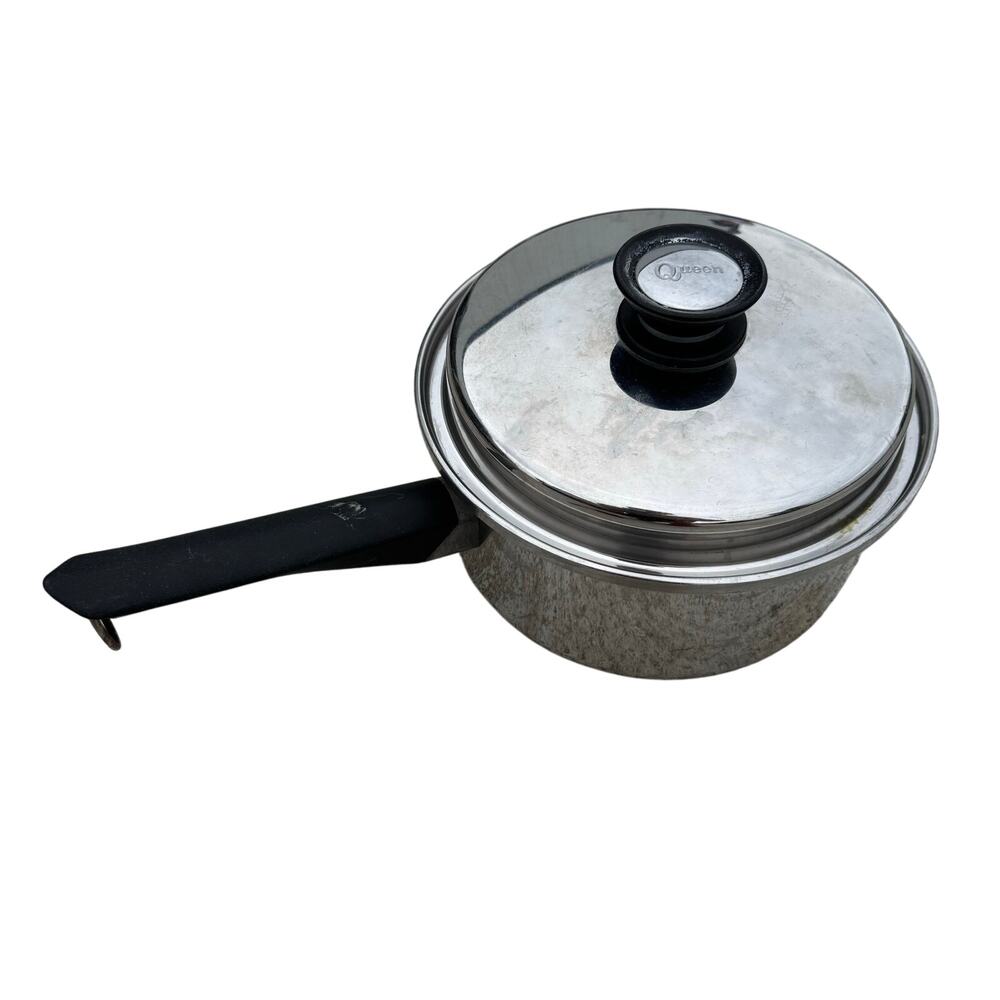 Amway Queen 8" Skillet Sauce Pan 18-8 Multi-Ply Stainless Steel w/ Lid Made USA